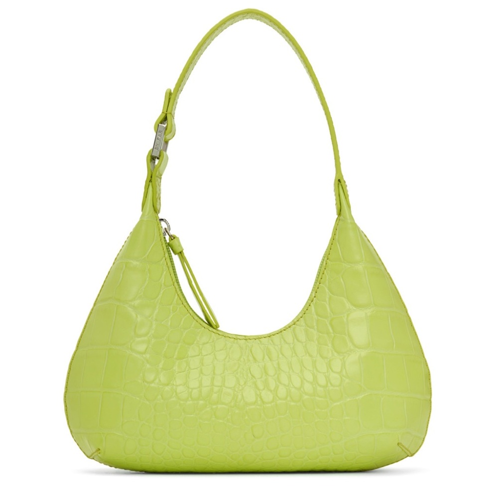 By Far Green Circular Croc Baby Amber Bag